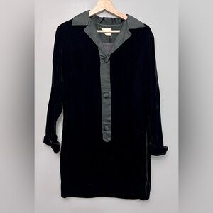 VTG 60s Elissa Black Velvet Button Up Mini Dress Size Medium